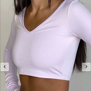 Icy pink Frankie’s bikini Pilé long sleeve top.